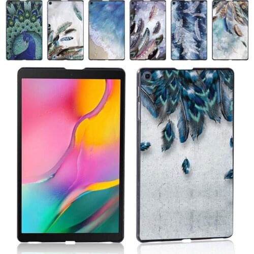 For Samsung Galaxy Tab A 8.0 Inch 2019 T290 T295 Feather Pattern Durable Tablet Hard Back Shell + Free Stylus