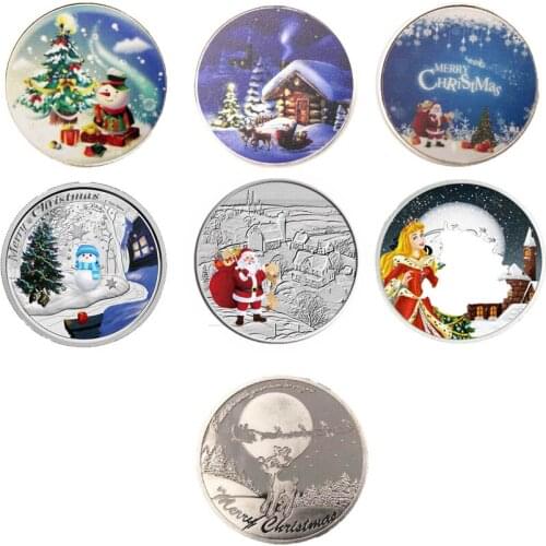 Christmas Gifts Silver Coin 999.9 Silver Plated Snow Man Christmas Souvenir Coin Art Crafts 6pcs/lot Silver Coin for Collections
