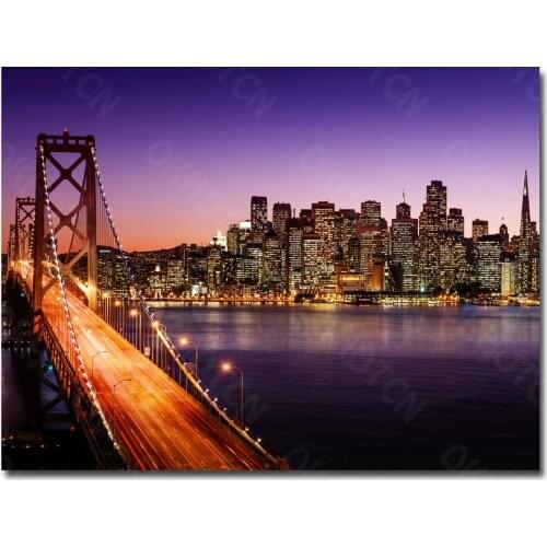 SAN FRANCISCO California Golden Gate Bridge City Night Art Canvas Painting Poster Print Modern Home Living Room Home Decoration