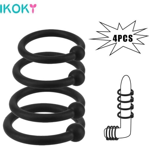 Sex Toys for Men Cock Rings Penis Sleeve High Elasticity 3/4 Pcs Time Lasting Penis Rings Penis Trainer Delay Ejaculation