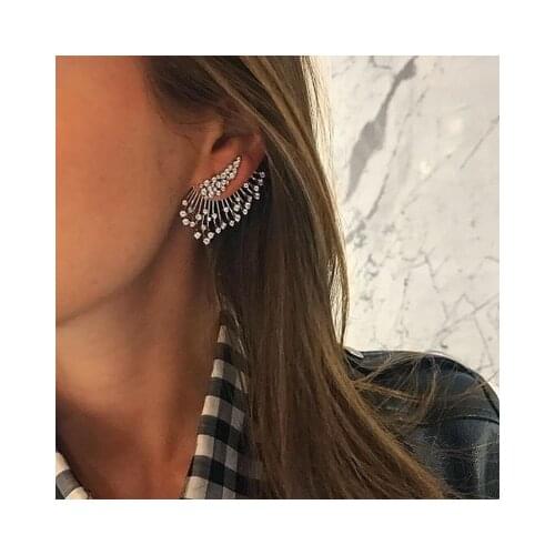 1 pcs Wing Crystal Earrings for Women Boho Fan Shaped Stud Earring Set Fashion Female Jewelry Pendientes