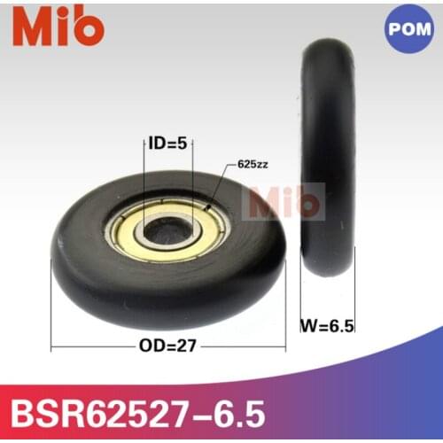 1pcs/lot Pipelined equipment low noise 625zz ball bearing steel round type 27mm 2.7cm POM black non-standard wheel BSR62527-6.5