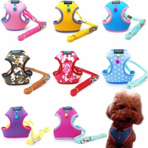 Small Cat Pet Dog Harness Puppy Soft Mesh Fabric Adjustable Harness Lead Leash with Clip 2021 free shipping