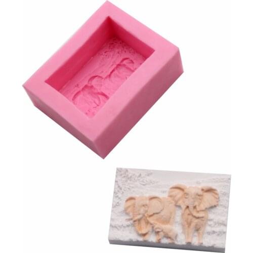 Elephant Pattern Fondant Cake Silicone Mold Chocolate Pastry Mould Baking Biscuits Candy Molds Cake Decoration Tools Clay Soap