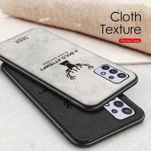 Cloth Fabric Case For Samsung Galaxy A32 A52 A72 5G Sumsung M62 F62 A21S A12 M51 M31S 3D Derr Pattern Silicone Phone Cover Coque