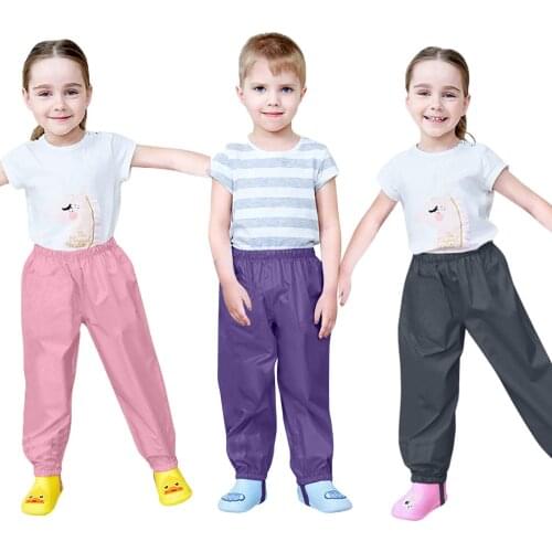 Waterproof Girl Pants Toddler Kids Boys Girls Rain Pants Windproof Mud Trousers Kids Clothes Meisje Broek Штаны Для Девочек