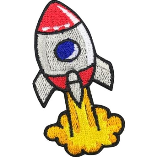 Customized Embroidered Spacecraft ship Embroidery Rocket Iron on patches sew clothes applique badge DIY