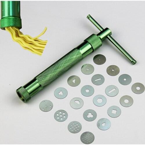 High Quality Stainless Steel Sugar Paste Extruder Craft Gun with 20 Tips Craft Fondant Cake Sculpture Polymer Clay Tools