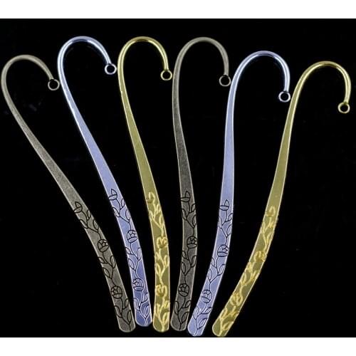 50Pcs Bookmarks Book Mark Rose Flower Holder School Office Stationery Supply Jewelry Making DIY Finding 12cm