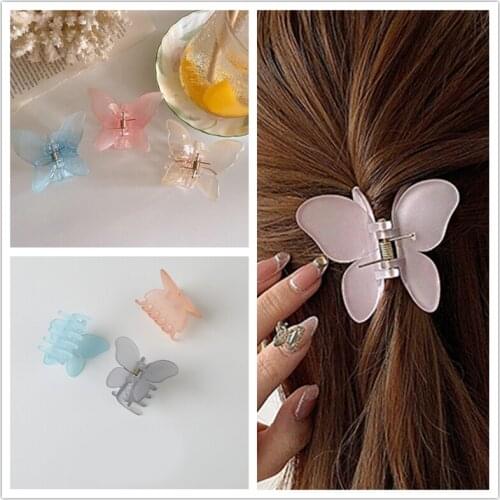 MISANANRYNE For Women Girls Hair Accessories Mini Butterfly Hair Clip Acrylic Scrub Hair Claw Simple Sweet Claw Clips
