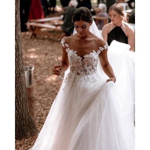 Graceful Beads Wedding Dresses Lace Appliques Sleeveless Bridal Gowns Custom Made Floor Length vestido de novia