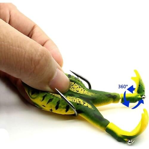 1PCS Bionic Wobblers Frog Fishing Lure 75mm Silica Gel Legs Rotating Water Surface Pesca Soft Bait Double Hook Fishing Tackle