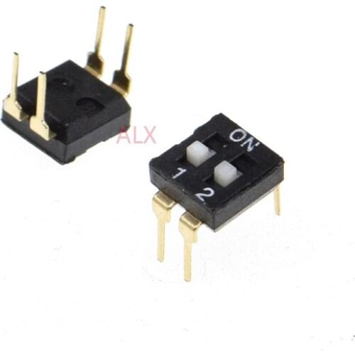 10PCS BLACK Gold 2p DIP TOGGLE switch doule Row 2PIN PITCH 2.54MM Slide Switches 2 PIN