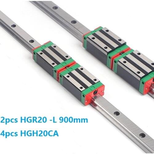 2pcs Linear Guide Rail HGR20 -L 900MM + 4pcs HGH20CA Linear Narrow Sliding Blocks CNC Parts China Made