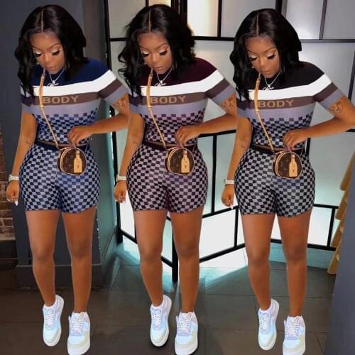 Felyn 2020 Best Quality Famous Brand 2 pcs Tracksuits Women Set Plaid O-neck Tops Long Pants Sexy Biker Outfits