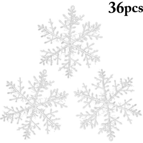 36Pcs/Set Christmas Snowflake Decor Novelty DIY Snowflake Christmas Tree Decoration Accessories Hanging Ornament Party Supplies