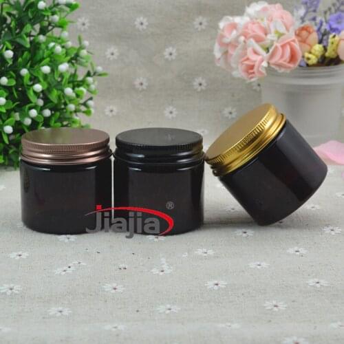 100pc/lot 30ml 50ml Brown Plastic Cosmetic Jar Lightproof Serum Bottle Aluminum Cap 1oz 1.5oz DIY Refillable Hand Cream Case