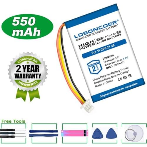LOSONCOER Battery 550mAh Battery for Xiaomi YI CP5 21 36 Smart Car DVR Battery Driving Recorder DVR GPS MP3 Toys CP5/21/36