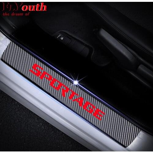 Car Door Sill Scuff Plate For KIA Sportage Reflective 4D Carbon Fiber Sticker Welcome Pedal Threshold Auto Accessories 4Pcs/set