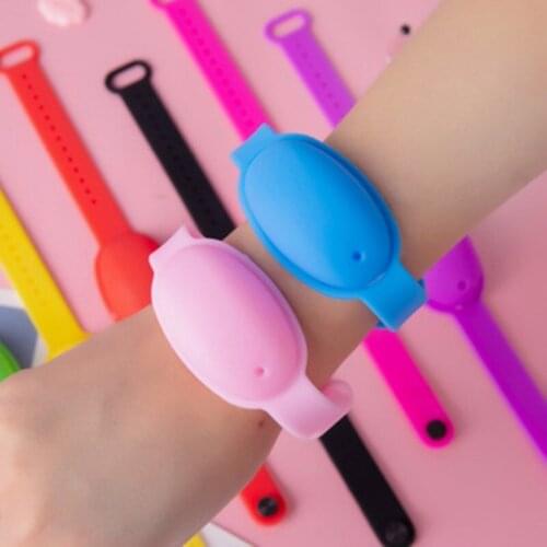 Adult Kid Liquid Wristband Hand Pumps Disinfectant Sanitizer Dispenser Bracelet Wristband Hand Sanitizer Silicone Bracelet