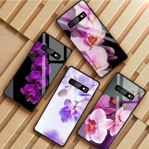 Orchid Flowers Colorful Tempered Glass Phone Case For Samsung Galaxy S8 S9 S10 S20 PLUS J8 J6 J4 2018 NOTE 8 9 10 Cover Shell
