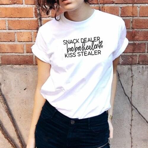 Snack Dealer Boo Boo Healer Kiss Stealer Summer T-shirt Women O-neck Cotton Short Sleeve Funny Tshirt Women Loose T-shirt Femme