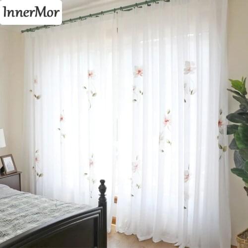 Innermor France painting Curtains For Living room Hand Painted noble curtains for bedroom elegant tulle for kitchen Customized