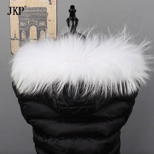 JKP 2020 Winter Real Raccoon Fur Collar 100% Natural Raccoon Fur Parka Hat Accessory Real Fur Winter Warm Women Scarf