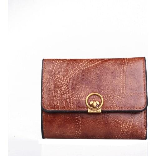 2020 new Lovely Dog Womens wallet Solid Leather wallets for women Trifold Short Woman Purse Simple Trendy Female Small purse