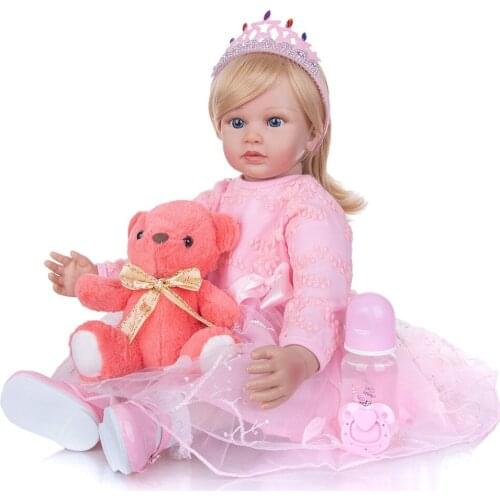 Girl doll toys bebe reborn silicone vinyl baby reborn toddler playmate princess doll gift 24"60cm