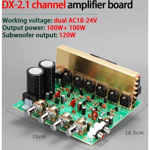 KYYSLB 100W*2 8ohm Dual AC18-24V DX-2.1 High Power 2.1 Channel Amplifier Board Subwoofer DIY Finished Power Amplifier Board