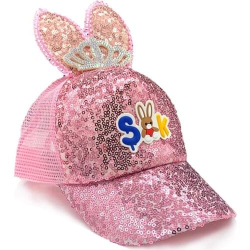 Summer baby girls Sequin Mesh Cap Girls Sunscreen Baseball cap children Casual Cute Cap Snapback Kids Hat Maershei