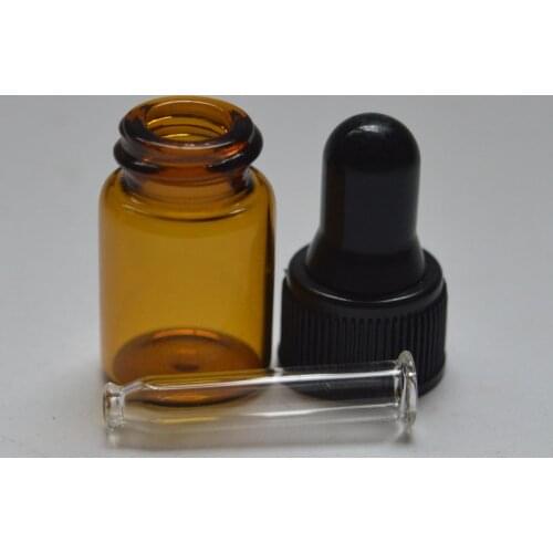 Fashion Mini Cute Amber Glass 2ml Dropper Bottle with Pure Glass Dropper Essential Oil Mini Vials 300pcs/lot