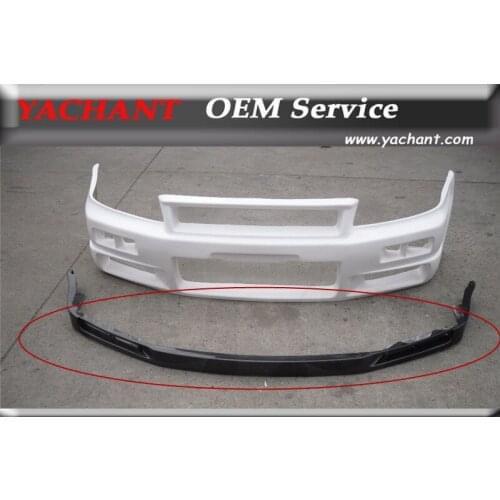 Car-Styling FRP Fiber Glass Body Kit Front Lip Fit For 1999-2002 Skyline R34 GTR NI Style Front Lip Only Fit NI Front Bumper