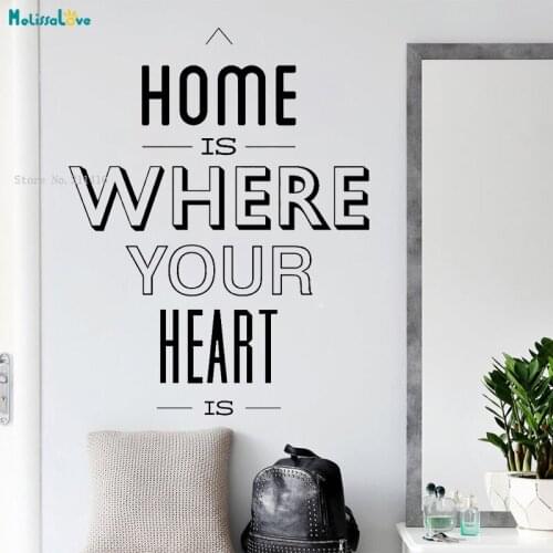 English Quote Wall Stickers Decoration Living Room Home Is Where Your Heart Is Vinyl Decals Bedroom Entryway Art Murals YT2123