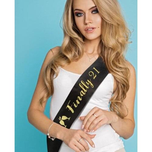 Finally 21 Birthday Sash 21st twenty one years old boy girl Drinking Age happy birthday Party Decoration Favor gift supplies