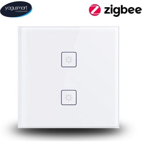 Yagusmart Zigbee 3.0 2 Gang Wall Light Switch EU Standard Support Alexa Google Home via SmartThings APP Phone Voice Control