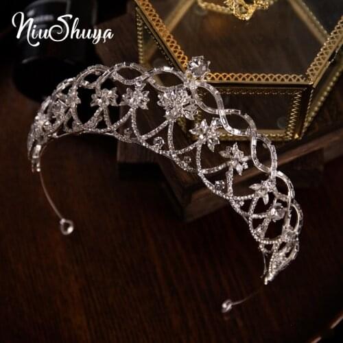 NiuShuya New Bling Wedding Crown Diadem Tiara Headpiece Crystal Elegant Woman Headband For Pageant Party