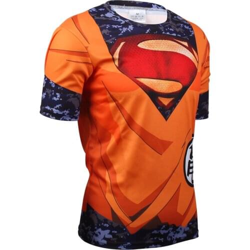 2021 Summer New Mens 3d Anime Printing Short Sleeve Gym Compression Shirt Fitness Running T Shirt Breathable Quick Drying Sport