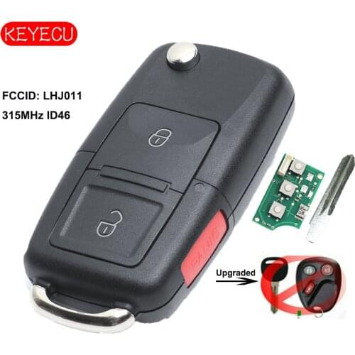 Keyecu Upgraded Flip Remote Key 315MHz ID46 Chip FOB for Chevrolet Cadillac Escalade 2003-2006 FCCID: LHJ011