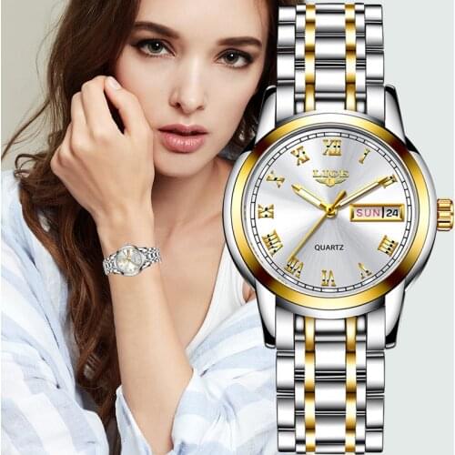 Relogio Feminino LIGE 2021 New Gold Watch Women Watches Ladies Creative Steel Womens Bracelet Watches Female Waterproof Clock