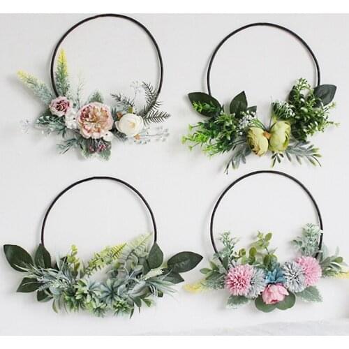 Christmas Wall Decorative Wreath Creative Simulation Flower Vine Circle Wall Decoration Iron Circle Gifts Home Accessorise Tool