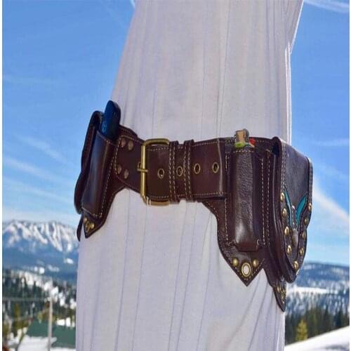 Medieval Costume Renaissance Adult Male Viking Knight Pirate Cosplay Leather Vintage Pocket Belt Bag Halloween Carnival Party