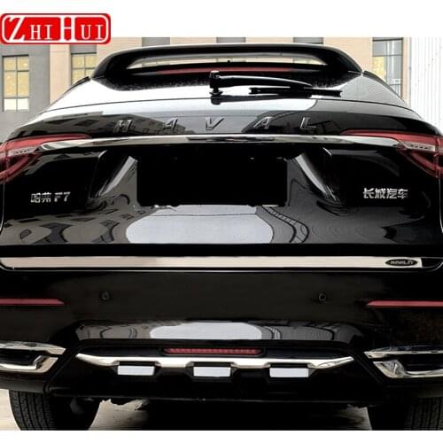 Car Styling Rear Door Trim Stainless Steel Trunk Chrome Trim Tailgate Strips Stickers For GWM Haval F7 F7X 2019 2020 Accessories