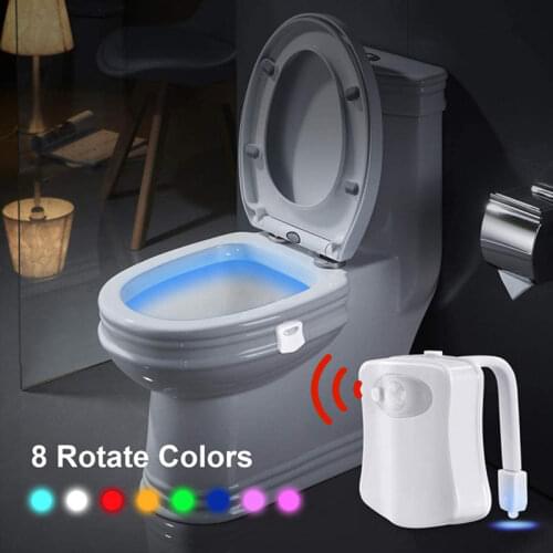 8 Colors LED WC Toilet Seat Lamp With PIR Motion Sensor Auto OFF/ON Smart Night Light AAA Battery Operated Toilet Backlight