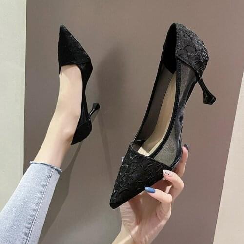 Womens Casual Pumps Woman Slingback Women Pointed Toe Shallow Sandals Females Classics High Heels Sexy Ladies Shoes