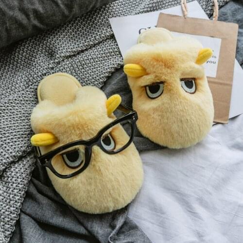Comfortable Non-slip Home Bedroom Cotton Slippers New Cute Couple Soft Slippers Winter Fashion Unisex Indoor Warm Plush Animal