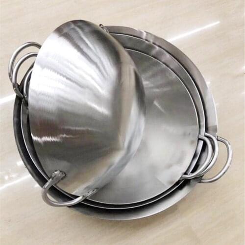 304 stainless steel wok 33-80cm cooking pot Chinese Gas Cooker big large wok pan camping outdoor chef used skillet no coating