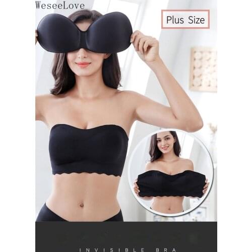 WeseeLove Women Strapless Invisible Bra Push Up Lingerie Seamless Underwear Tube Bralette for Wedding Dress Brassiere Intimates