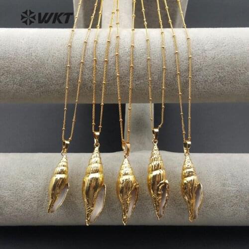 WT-JN020 WKT Wholesale New Fashion Natural Trumpet Shell Pendant Jewelry Generous For Lady Decorate Necklace